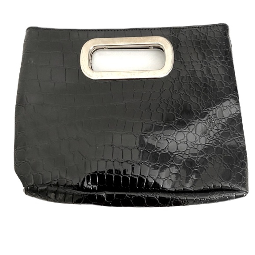 CATO BLACK FAUX LEATHER CLUTCH BAG